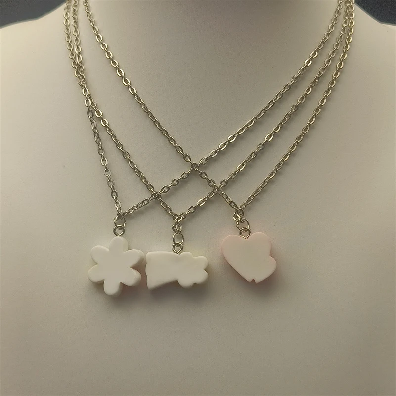 Collar con colgante de corazón, flores, arcoíris y dijes de dopamina, cadena simple, dulce y adorable, para expresar amor y alegría.