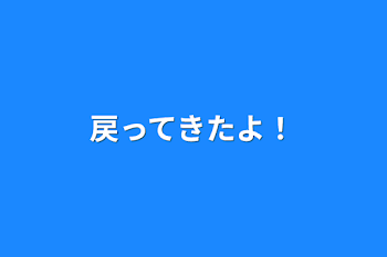 戻ってきたよ！