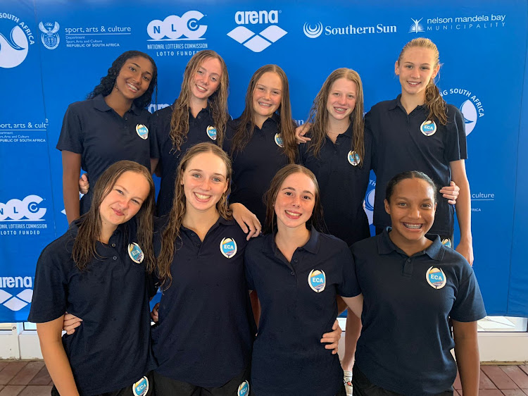 Members of the Eastern Cape Aquatics artistic swimming team are looking to put up solid performances in their backyard when they compete in the SA National Aquatics Championships at the Newton Park Swimming Pool over the long weekend. They are, back, from left are Mishka Sam, Marin Vine, Mackenzie Sterling, Olivia Berndt and Tori Buitendag. Front row, from left: Katelyn Schröpfer, Holly de Bruyn, Rebecca Schenk and Aneesah Lindoor