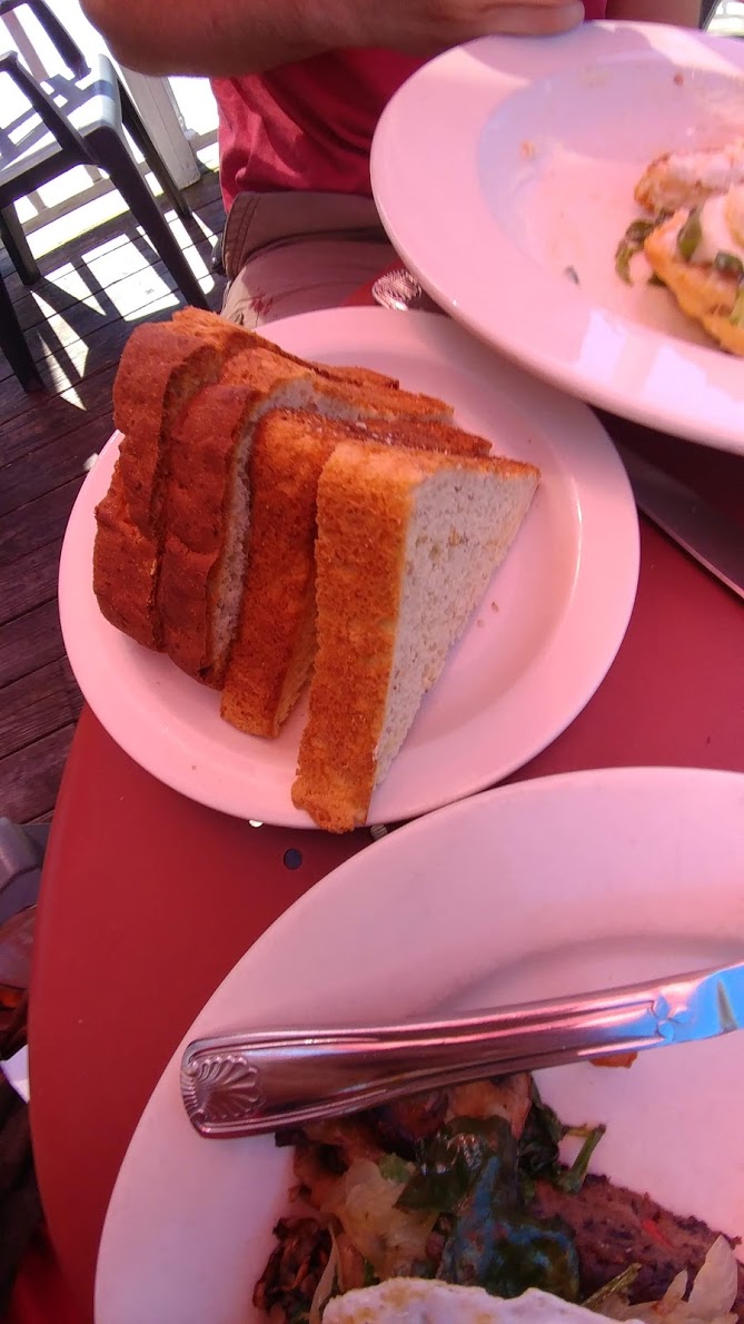 Toast beside Bean Fritter