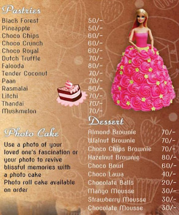Oven Bliss The Art Of Cake menu 