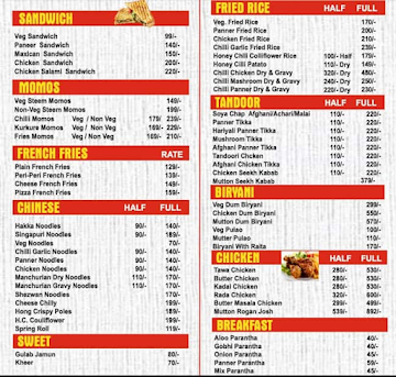 HR Dhaba menu 