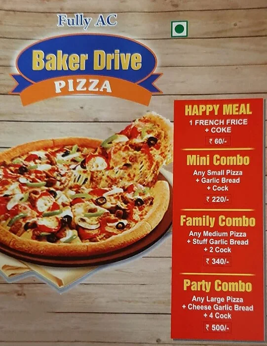 Baker Drive Pizza menu 