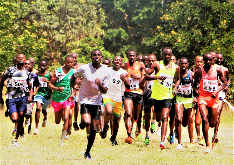 Athletes taking part in the inter-county cross-country competition at Kitui High School