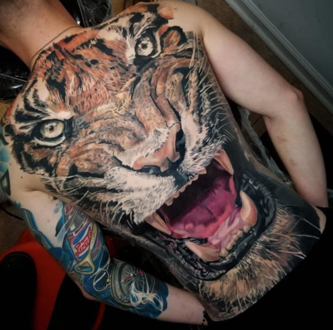 Tiger Tattoo On Full Back