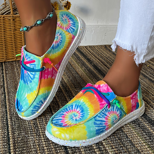 Title 5, Tie-dyed Colored Canvas Shoes Casual Lace Up Li...