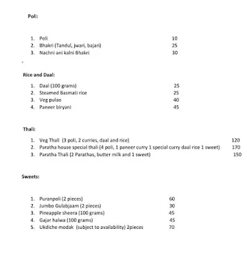 Paratha House menu 