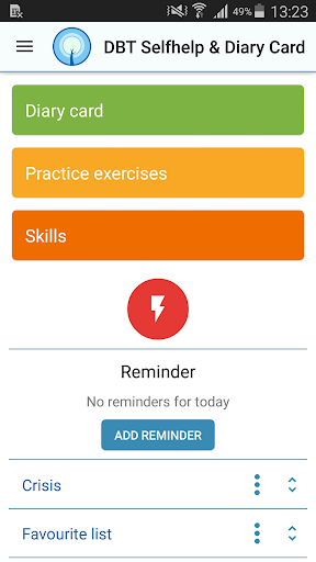 Screenshot DBT Selfhelp & Diary Card