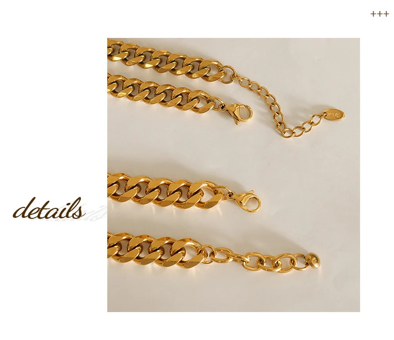 Title 5, Bracelet chaîne cubaine, maillons carrés épais,...