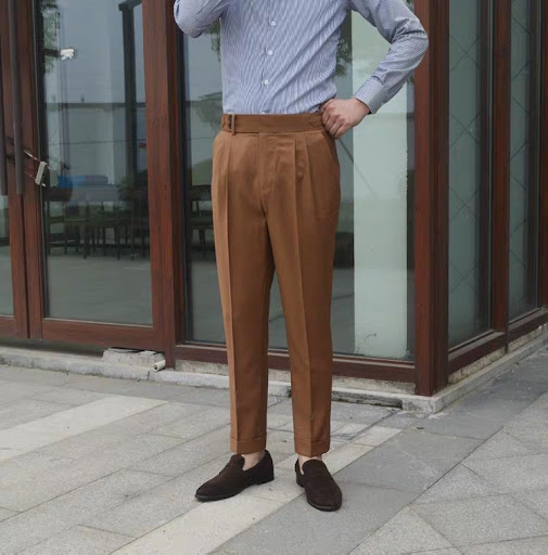 Title 2, Paris Buckle Flanging Slim Suit Broek, slanke p...