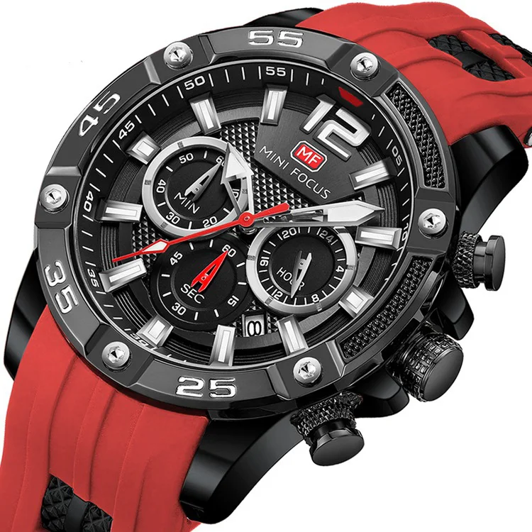 Minifix Fox MF0349G Herenhorloge met siliconen band en lichtgevende wijzerplaat. Stijlvol quartz horloge voor mannen met persoonlijkheid en comfort.