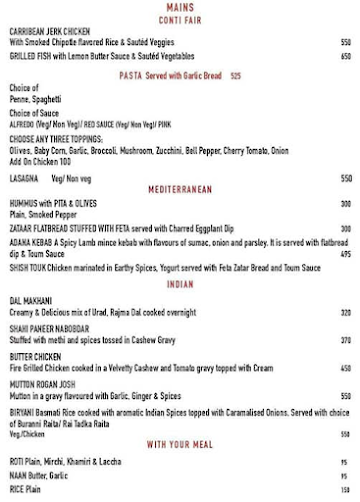 NABOBS Cafe and Pub menu 