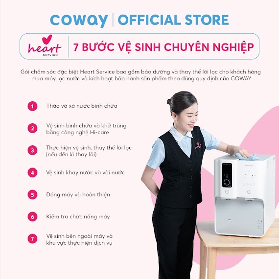 [1 Năm] [E - Voucher] - Heart Service - Gói Bảo Dưỡng Và Chăm Sóc Máy Lọc Nước Coway Tại Nhà