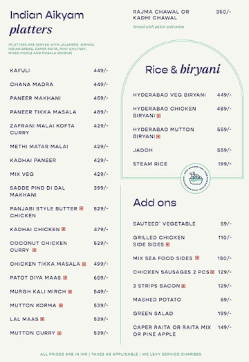 Cafe Aikyam menu 