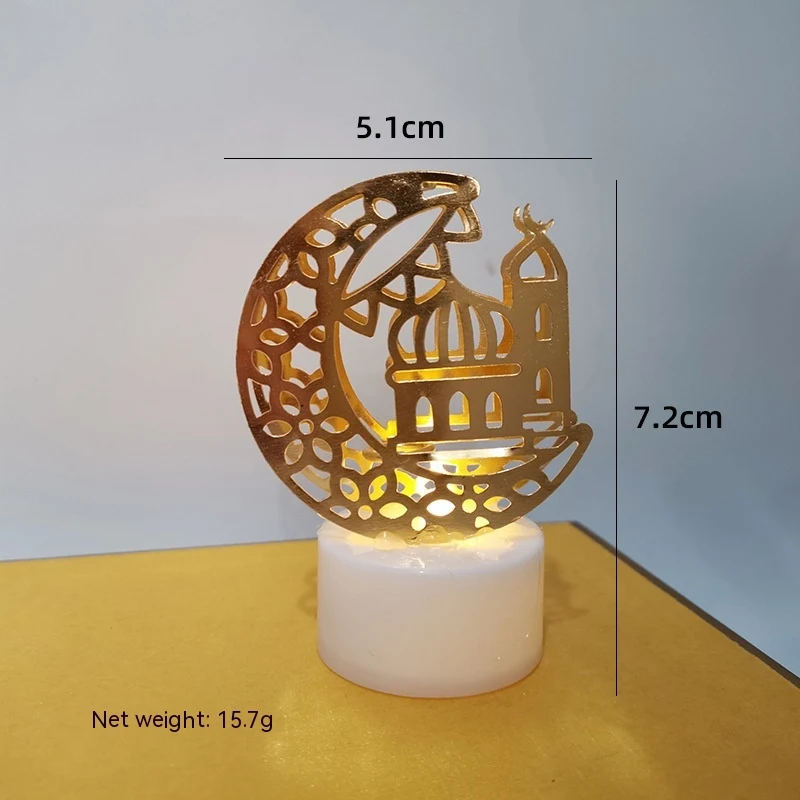 Ornement de vacances Mini LED en métal creux, décoration lune château, petite lampe de nuit pour ambiances festives et féeriques