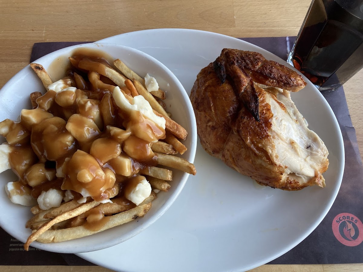 Chicken breast and poutine