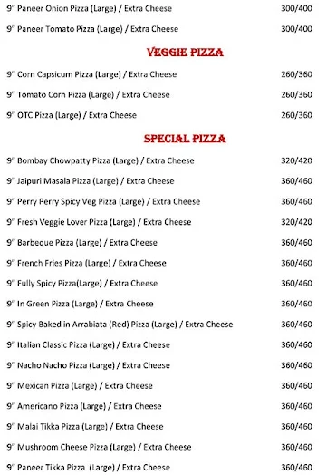 London Pizza menu 