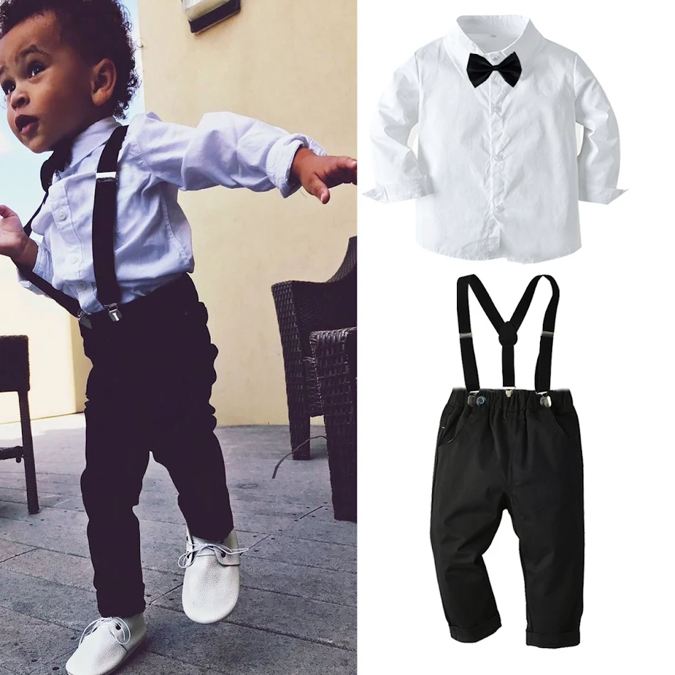 Terno Formal Infantil Camisa Macacão Roupa de Anfitrião Elegância e Conforto para Ocasiões Especiais Visual Sofisticado e Charmoso
