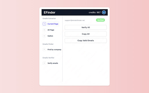 EFinder - Free Email Extractor | Finder | Verifier