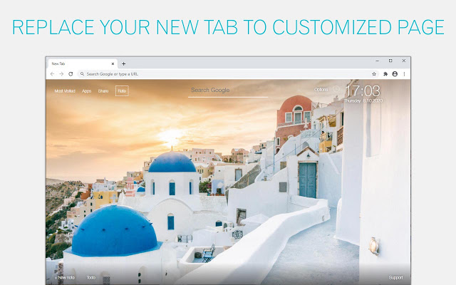 Santorini Island New Tab - freeaddon.com