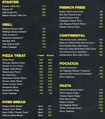 Fusion Fast Food menu 