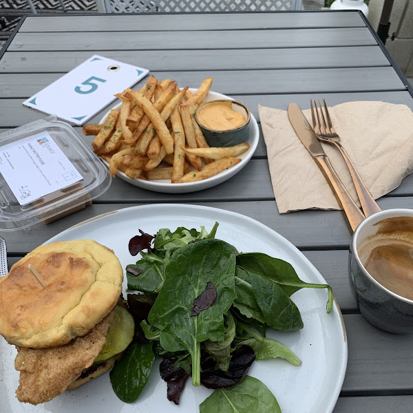 Chicken sandwich with fries, love the aioli.