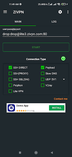 Screenshot ZIVPN Tunnel (SSH/DNS/UDP) VPN