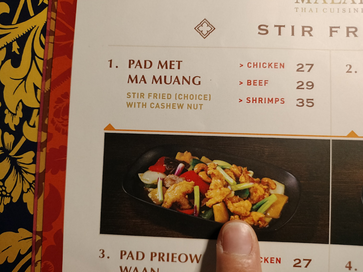 Malai Thai Cuisine gluten-free menu