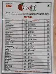 Health Juice Centre menu 1