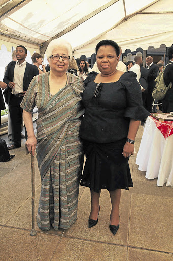 Frene Ginwala and Deputy Police Minister Maggie Sotyu (R) at the Japanese celebration