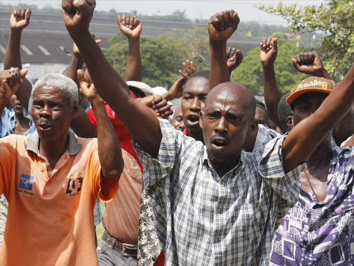 Seafarers protest outside the Kenya Maritime Authority on December 7, 2011.