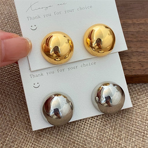 Title 2, Niche Glossy Ball Earrings, a stylish and eye-c...