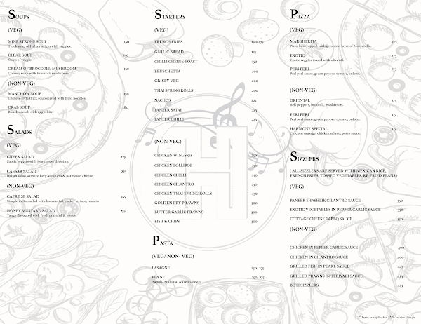 Harmony Bistro menu 