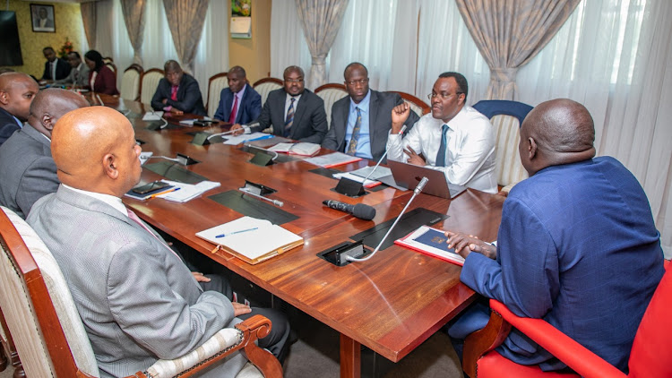 Deputy President Rigathi Gachagua in a meeting with PSs on January 18, 2023