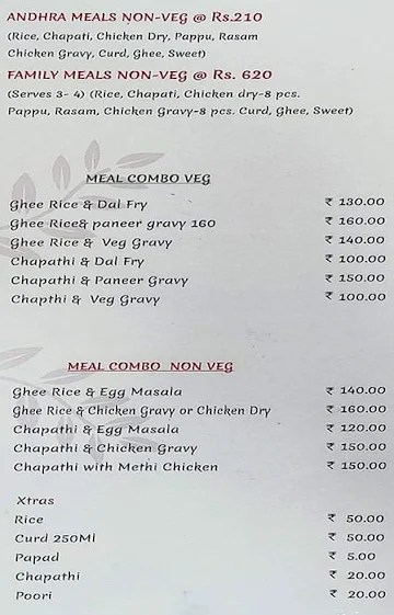 Curryce Andhra Bhojanam menu 