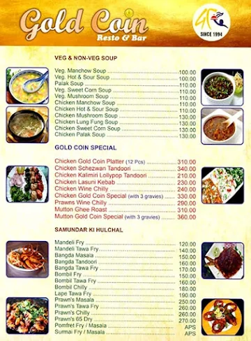 Gold Coin Bar & Restaurant menu 