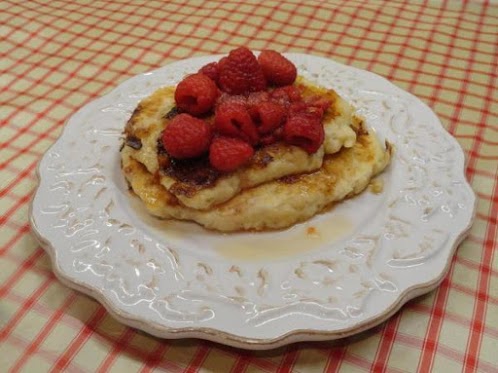 Cheesecake Pancakes with Berry-Lemon Syrup