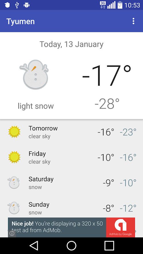 Android application Tyumen, RU - weather screenshort