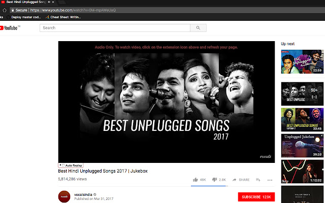 Audio Only Youtube chrome extension