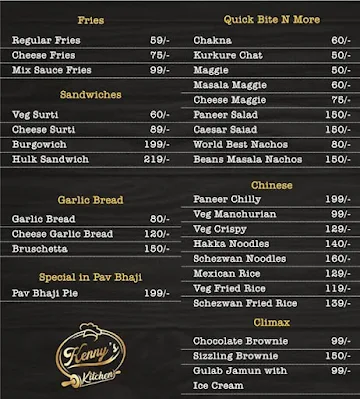 Kenny's Kitchen menu 