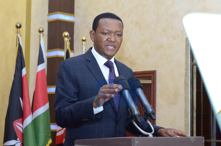 Machakos governor Alfred Mutua launching his 2022 presidential manifesto at Panari Hotel, Nairobi on December 5th 2021./DOUGLAS OKIDDY