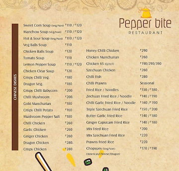 Pepper Bite Restaurant menu 