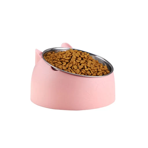 1Pc Cervical Spine Protection Cat Shape Premium Stainless Steel Pet Bowls, Non-slip Base for Food and Water, Perfect for