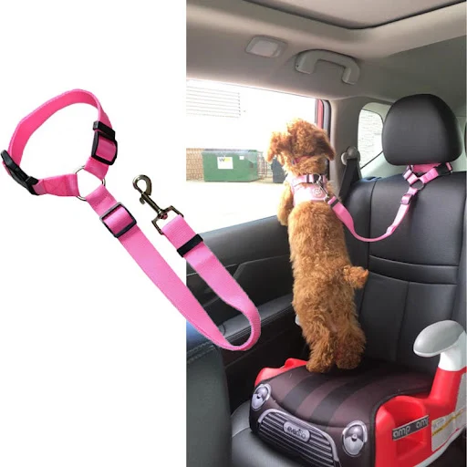 Pet Safety Two-in-one Nylon Adjustable Dogs Harness Collar Pet Dog Accessories Pet Car Seat Belt Lead Leash Backseat Saf
