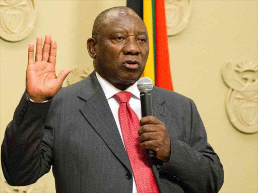 Cyril Ramaphosa is sworn-in as the new South Africa President at the Parliament in Cape Town, February 15, 2018.