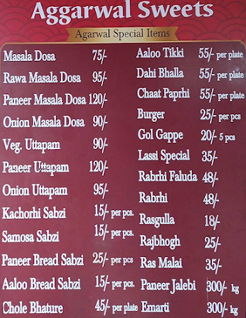 Mk Agarwal Sweets menu 