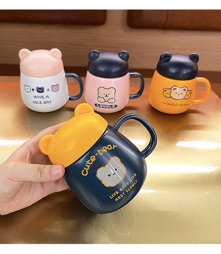 Title 7, Household Cute Bear Ceramic Mug With Lid – Enjo...