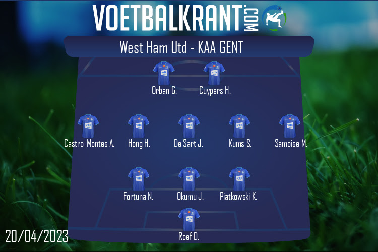 Opstelling KAA Gent | West Ham Utd - KAA Gent (20/04/2023)