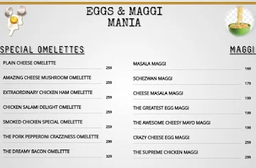 Eggs & Maggi Mania menu 