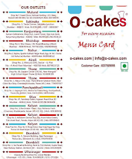 O Cakes menu 1